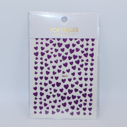 Purple Heart Glitter Stickers
