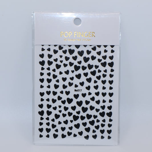 Black Heart Glitter Stickers
