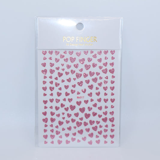 Pink Heart Glitter Stickers