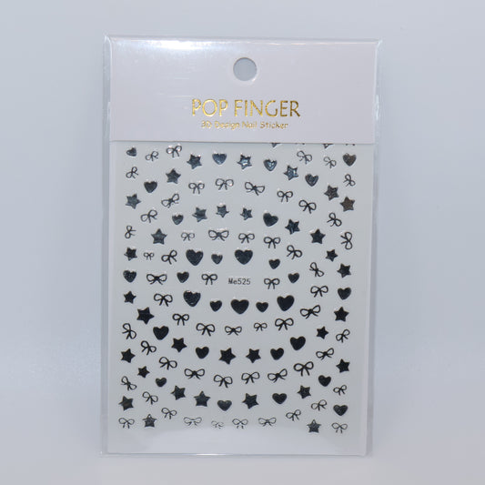 Silver Star/Heart Glitter Stickers