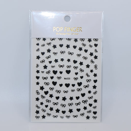 Black Star/Heart Glitter Stickers