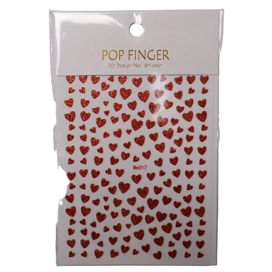 Red Glitter Heart Stickers
