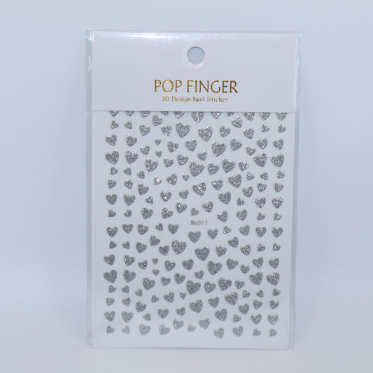 Silver Heart Glitter Stickers