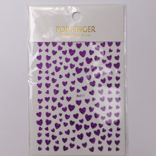 Purple Heart Glitter Stickers