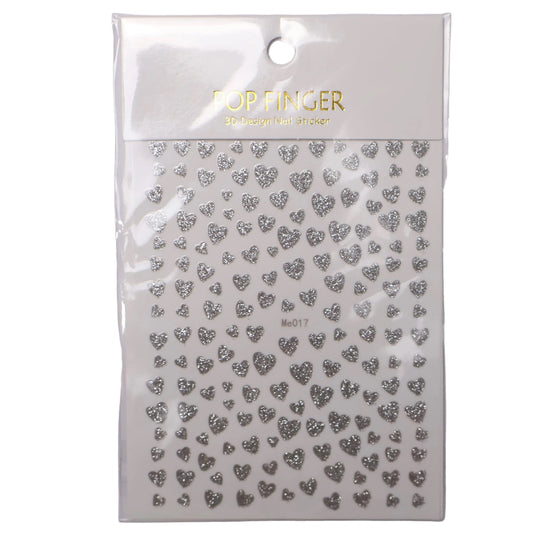 Silver Heart Glitter Stickers