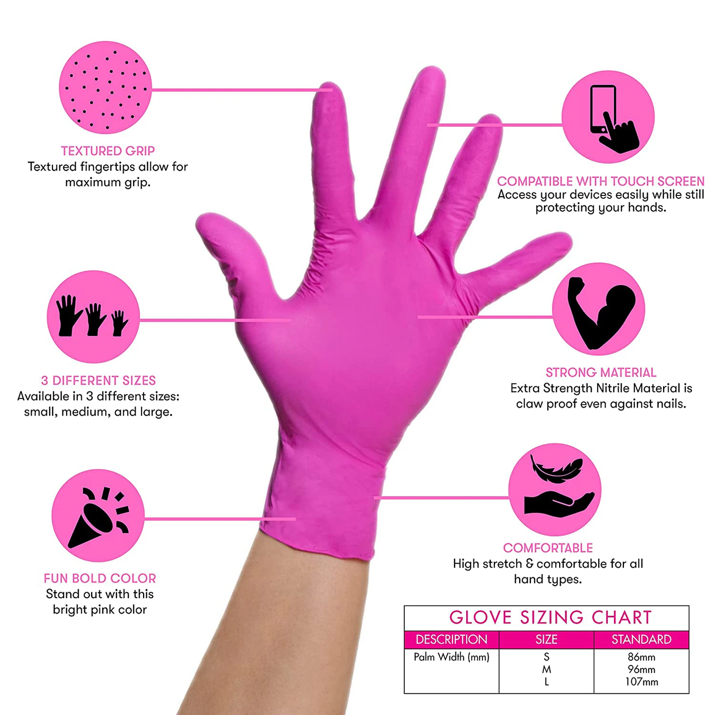 Pink Nitrile Gloves