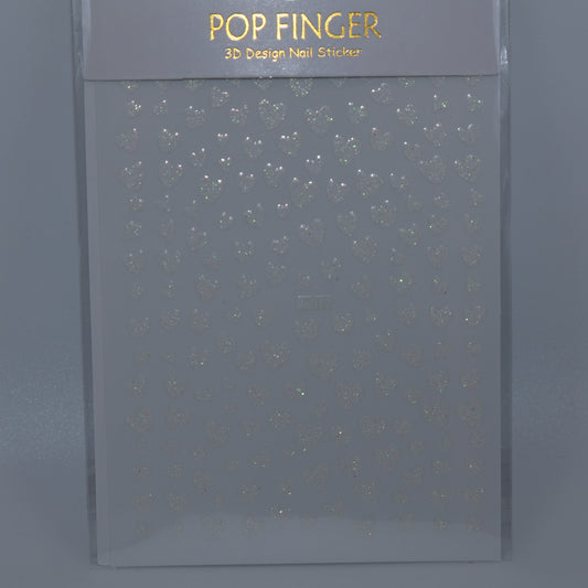 White Heart Glitter Stickers