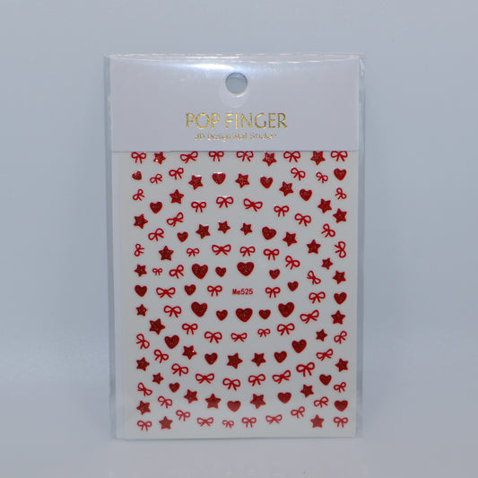 Red Star/Heart Glitter Stickers
