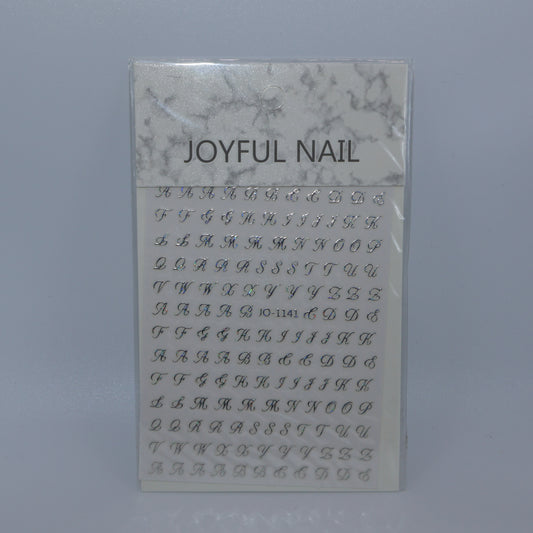 Silver Cursive Letter Stickers