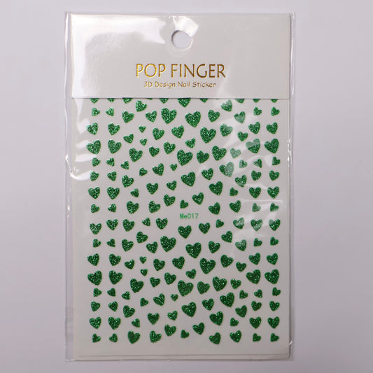 Green Heart Glitter Stickers
