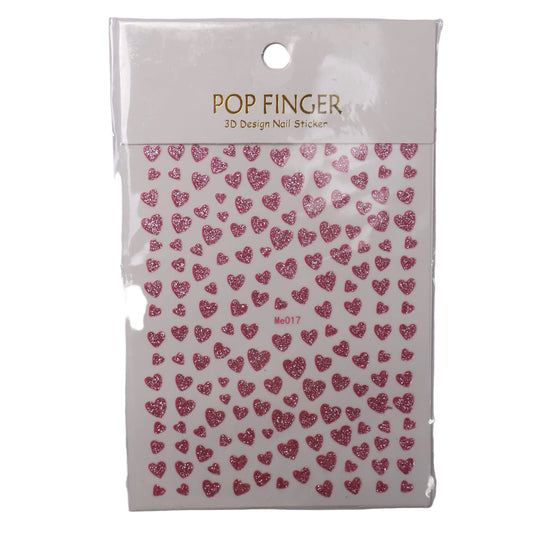 Pink Heart Glitter Stickers